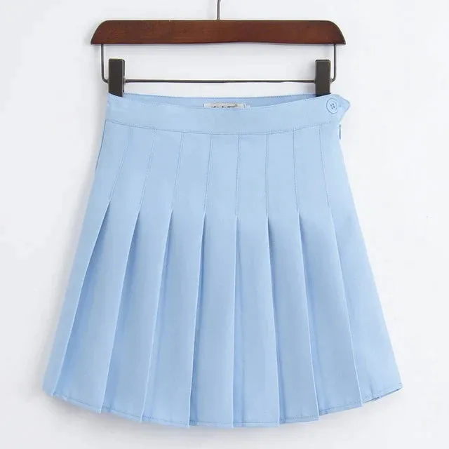 Aesthetic Womens Pastel Colors Pleated Tennis Skirt