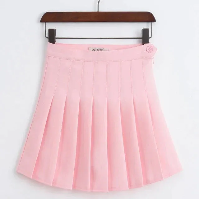 Aesthetic Womens Pastel Colors Pleated Tennis Skirt