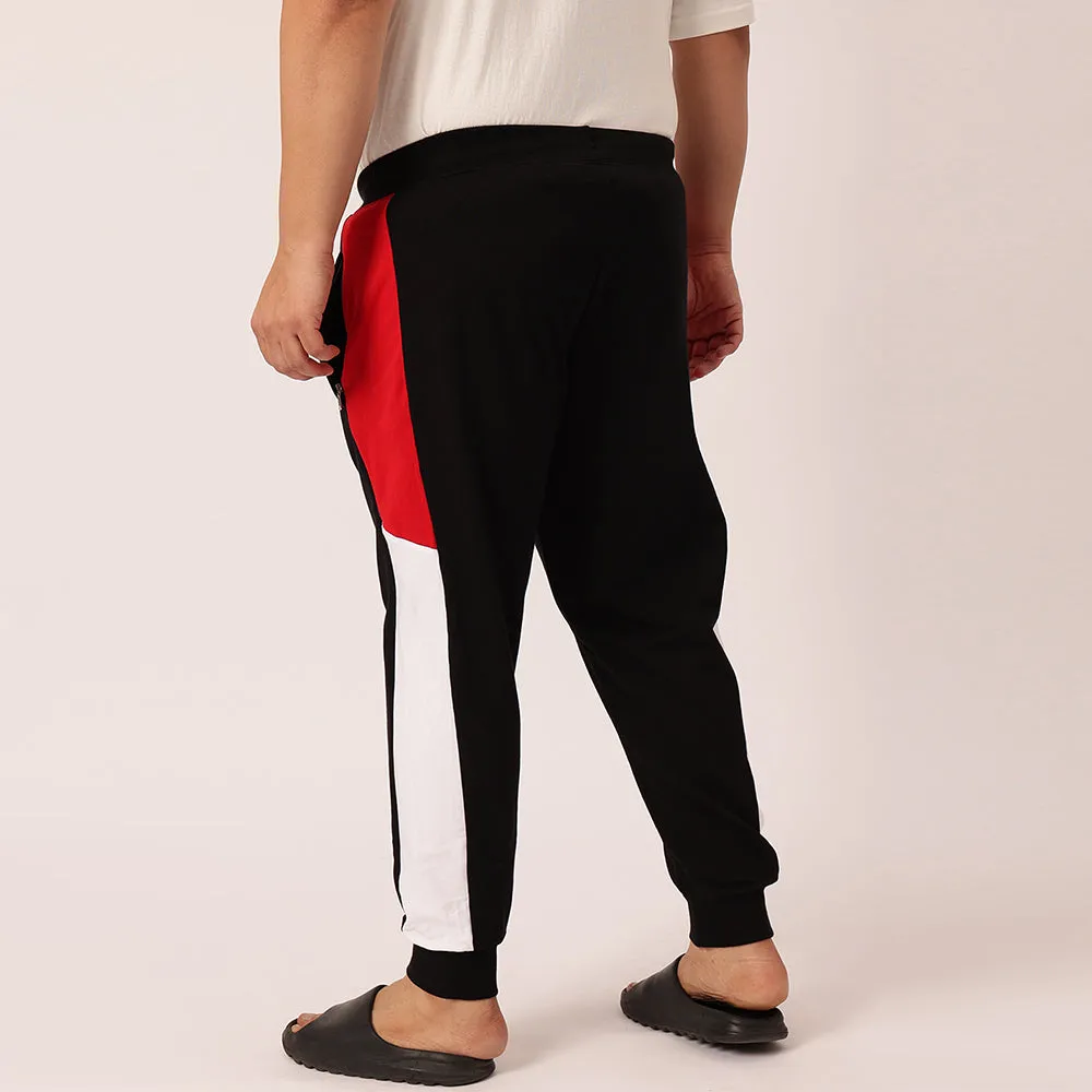 Airforce Red Colour Block Joggers