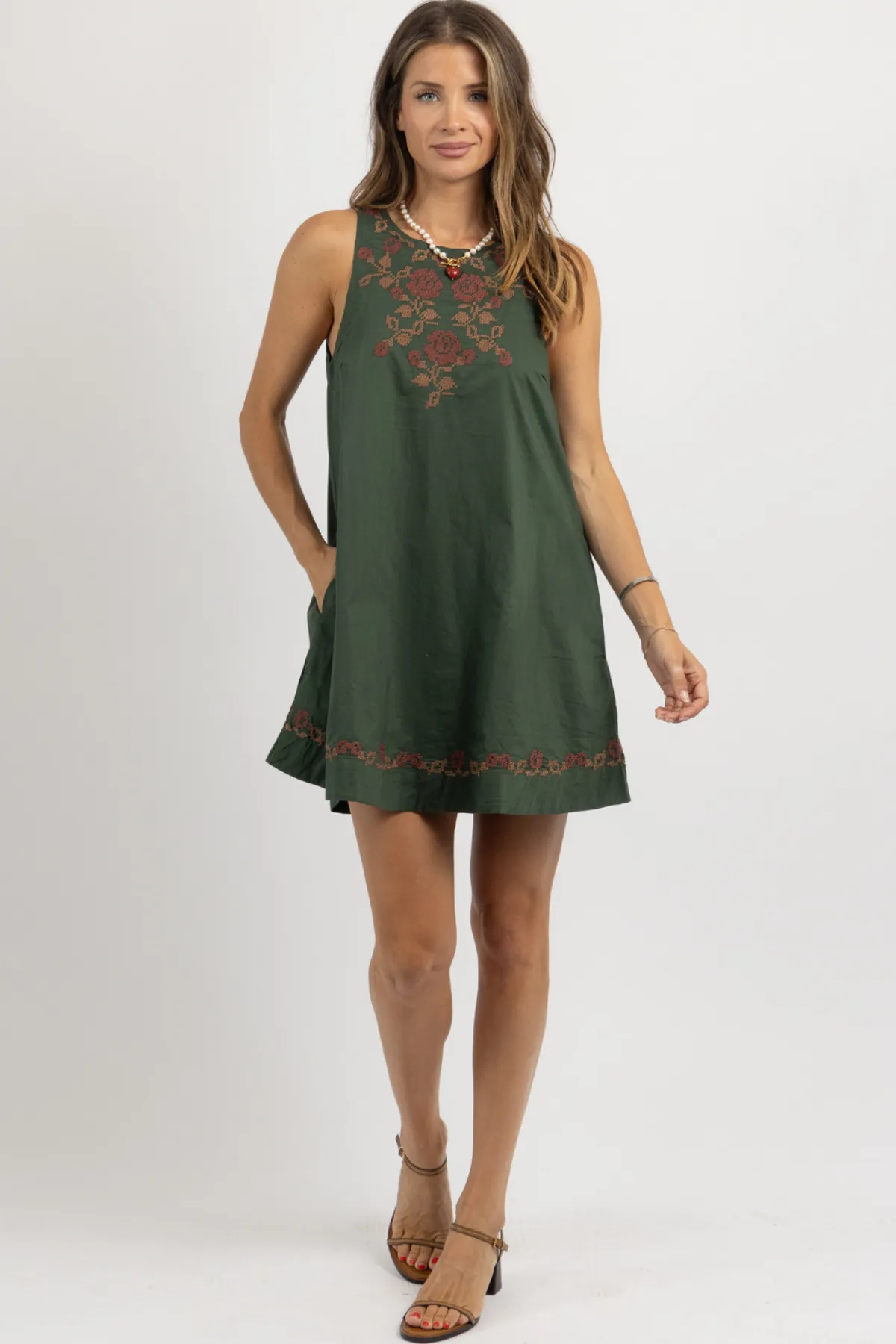 AMBER EMBROIDERED MINI DRESS