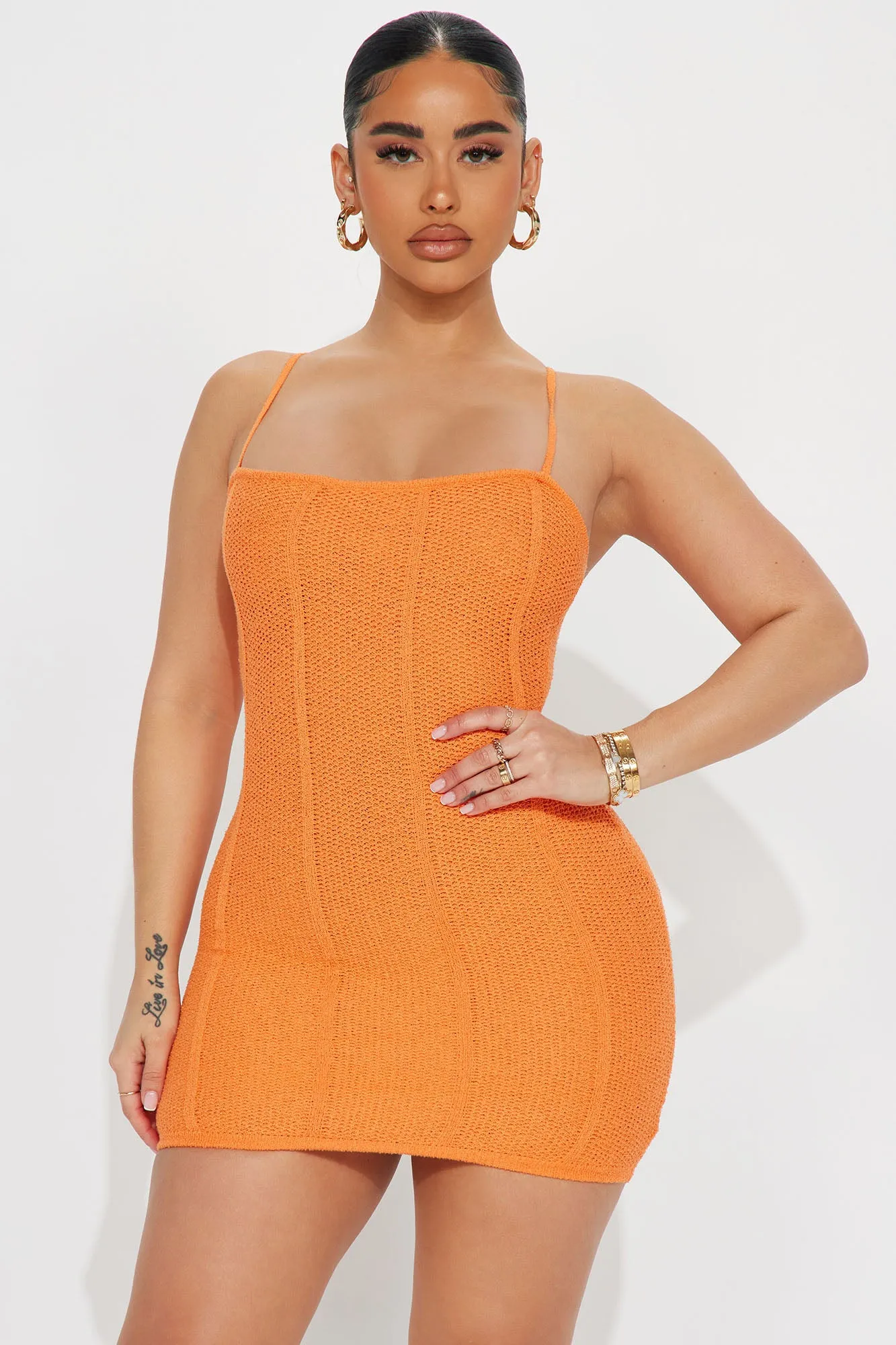 Ariellah Knit Mini Dress - Orange