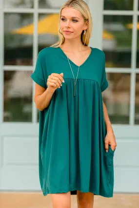 At Peace Hunter Green Babydoll Dress