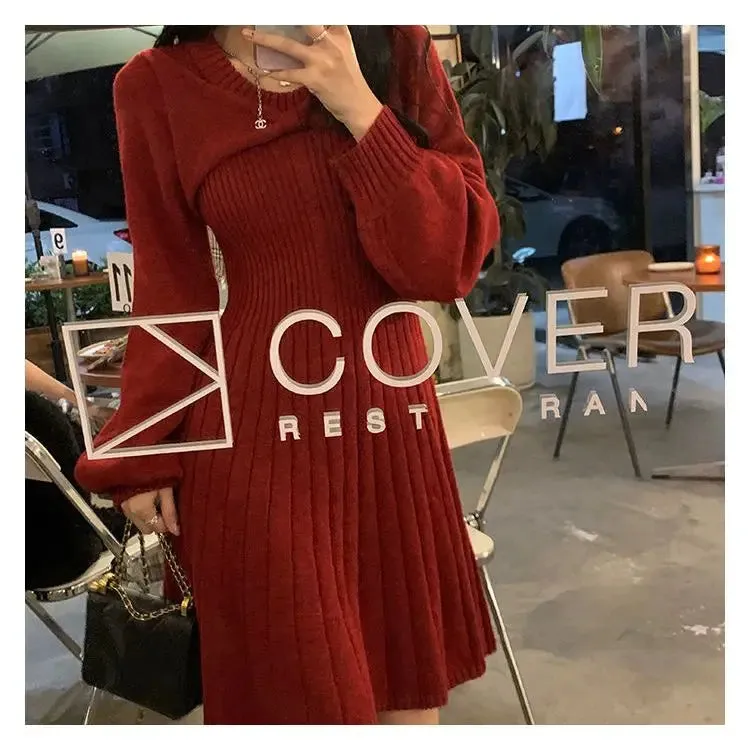 Autumn Winter Knit Sweater Dress Women Preppy Style School Kawaii Student Mini Short Party Dresses