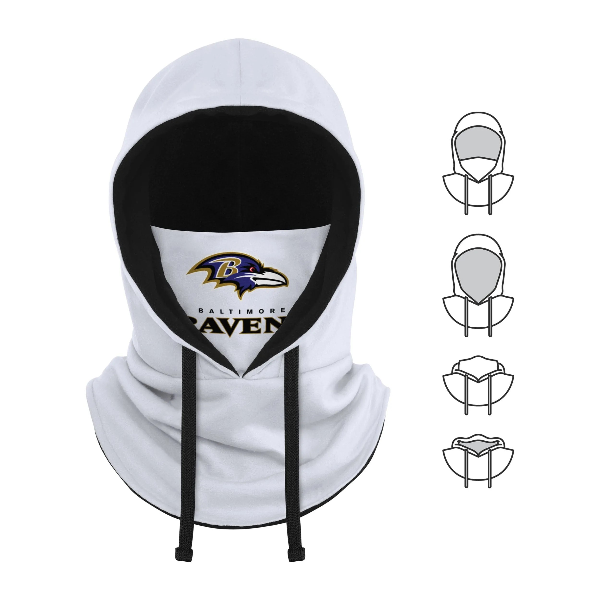 Baltimore Ravens NFL White Drawstring Hooded Gaiter