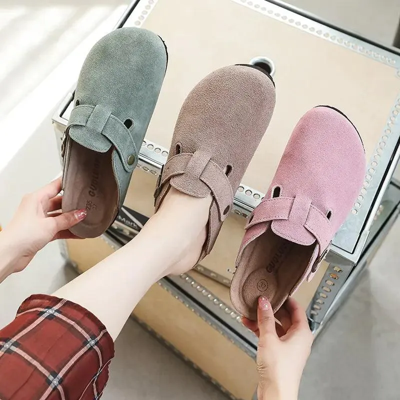 Baotou Women Closed Toe Cork Slippers