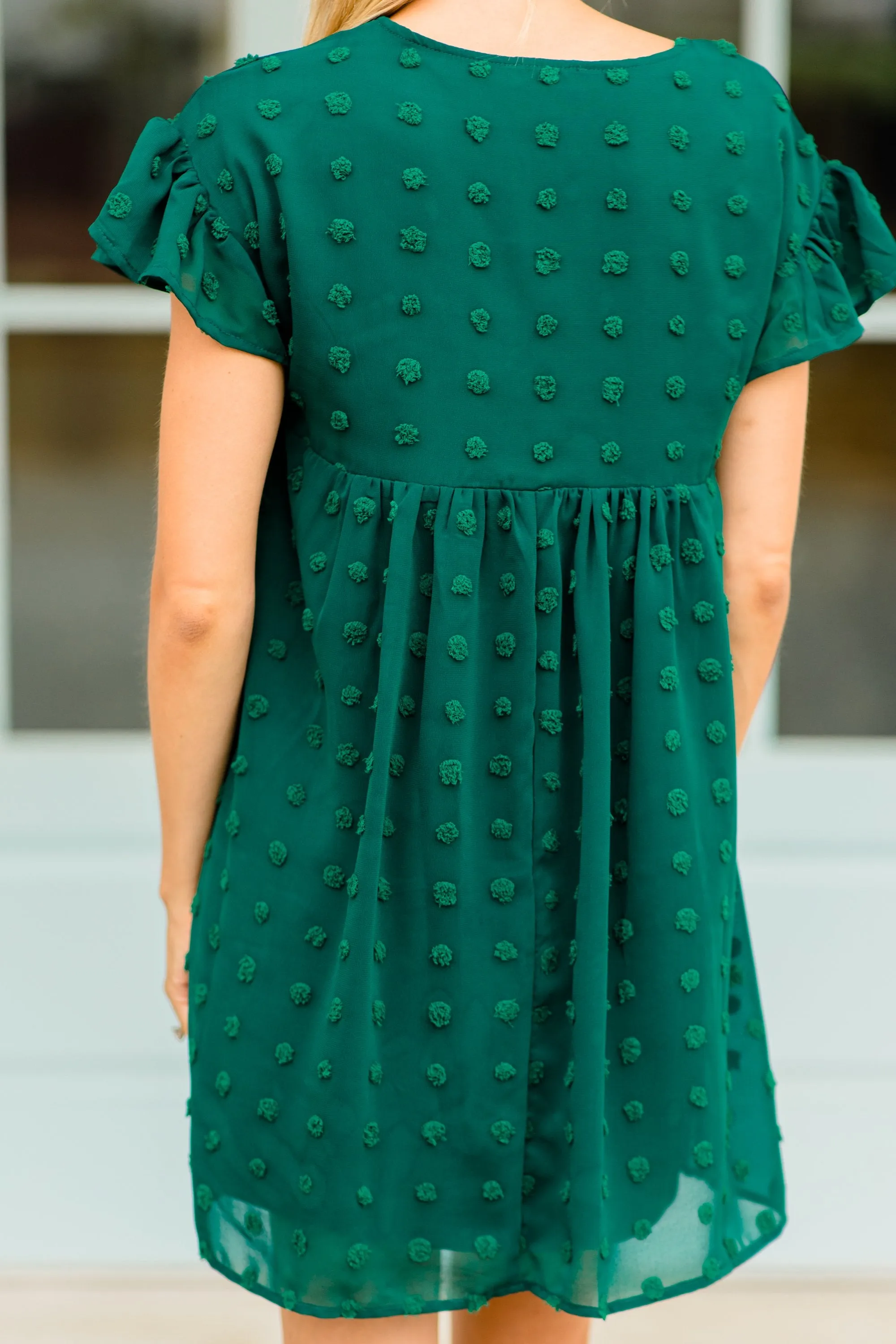 Be With You Hunter Green Swiss Dot Dress