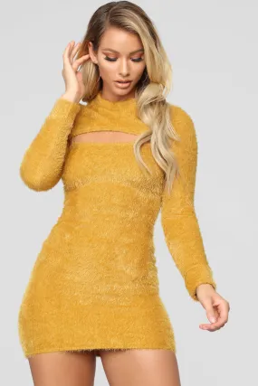 Bella Fuzzy 2 Piece Dress - Mustard