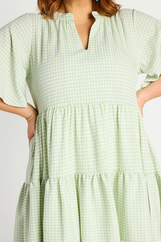 Birdie Gingham Green Dress