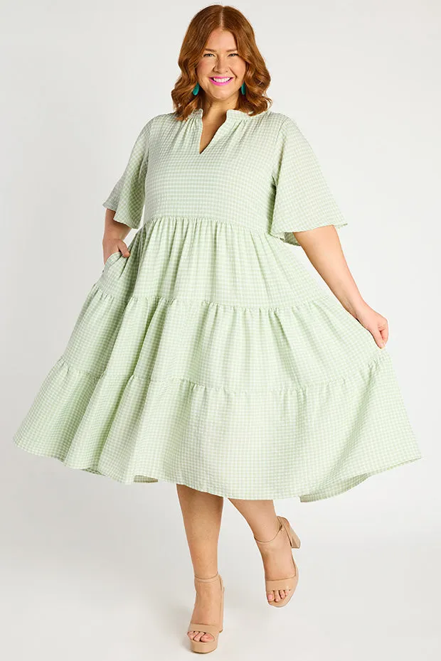 Birdie Gingham Green Dress