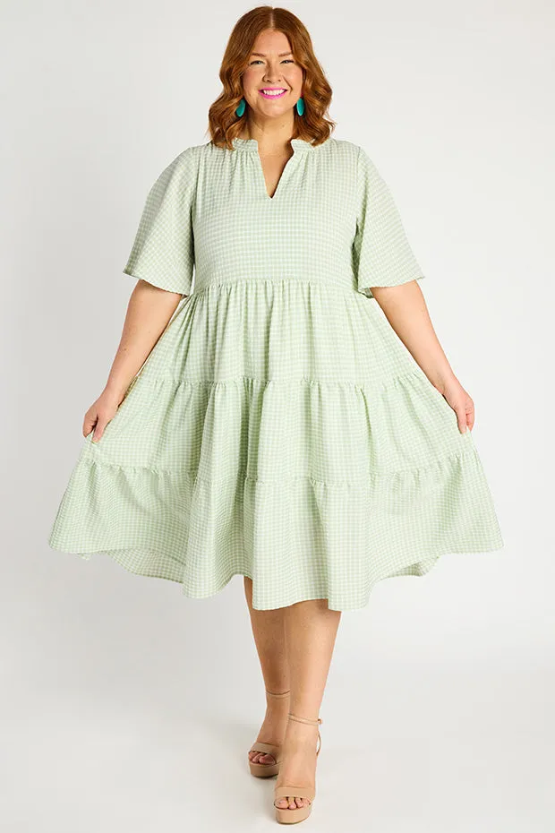 Birdie Gingham Green Dress