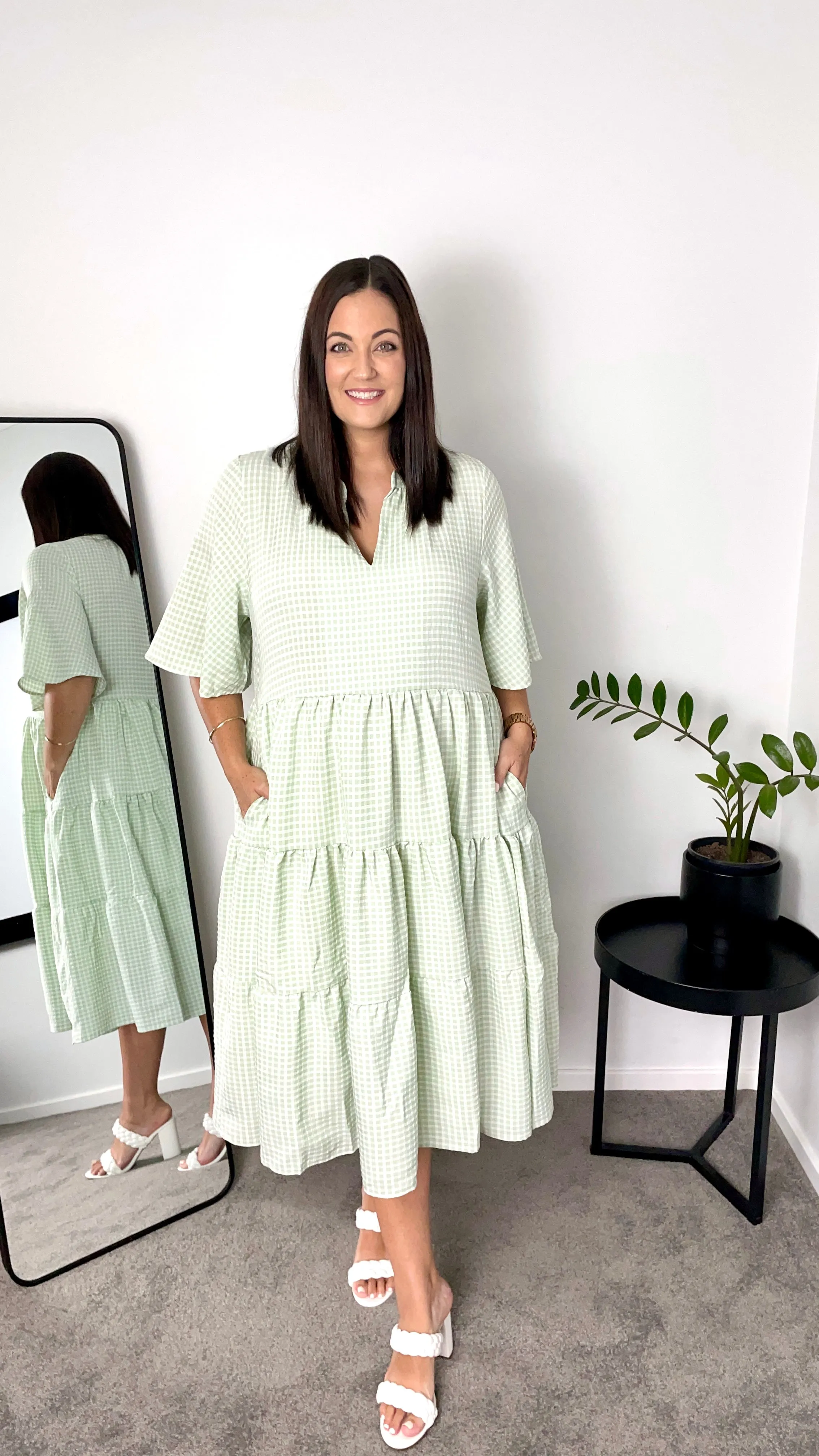 Birdie Gingham Green Dress