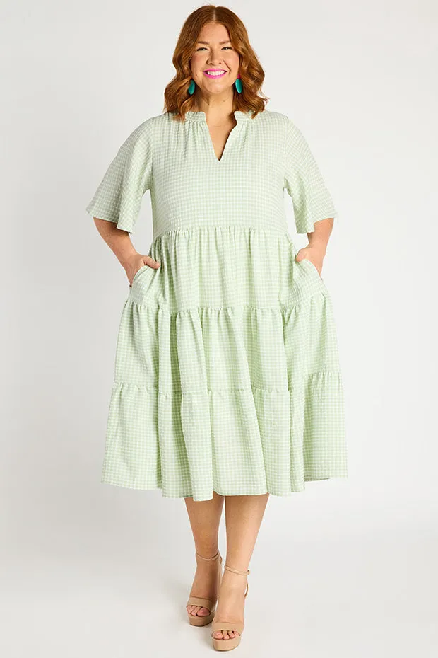 Birdie Gingham Green Dress