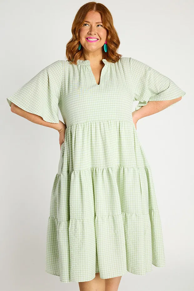 Birdie Gingham Green Dress