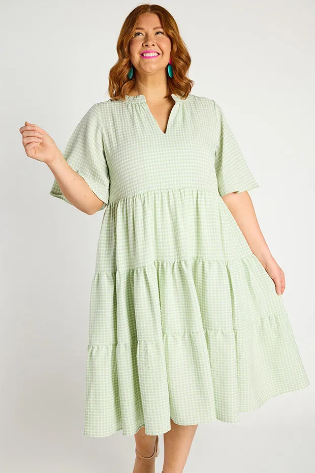 Birdie Gingham Green Dress