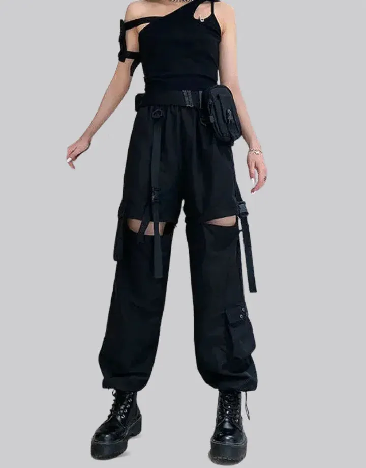 Black cargo pants womens high waisted