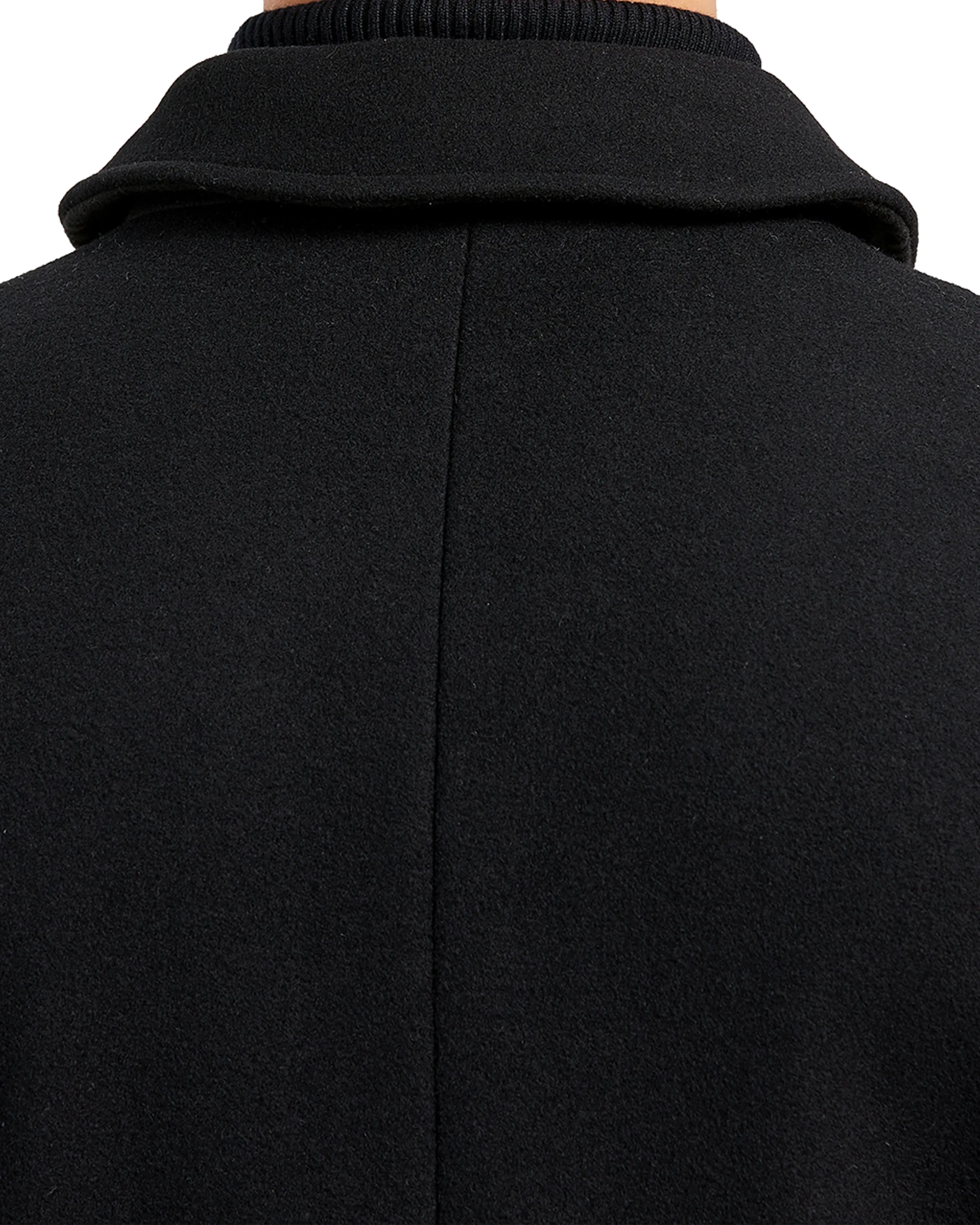 Black Long Wool Cashmere Overcoat Hidden Buttons