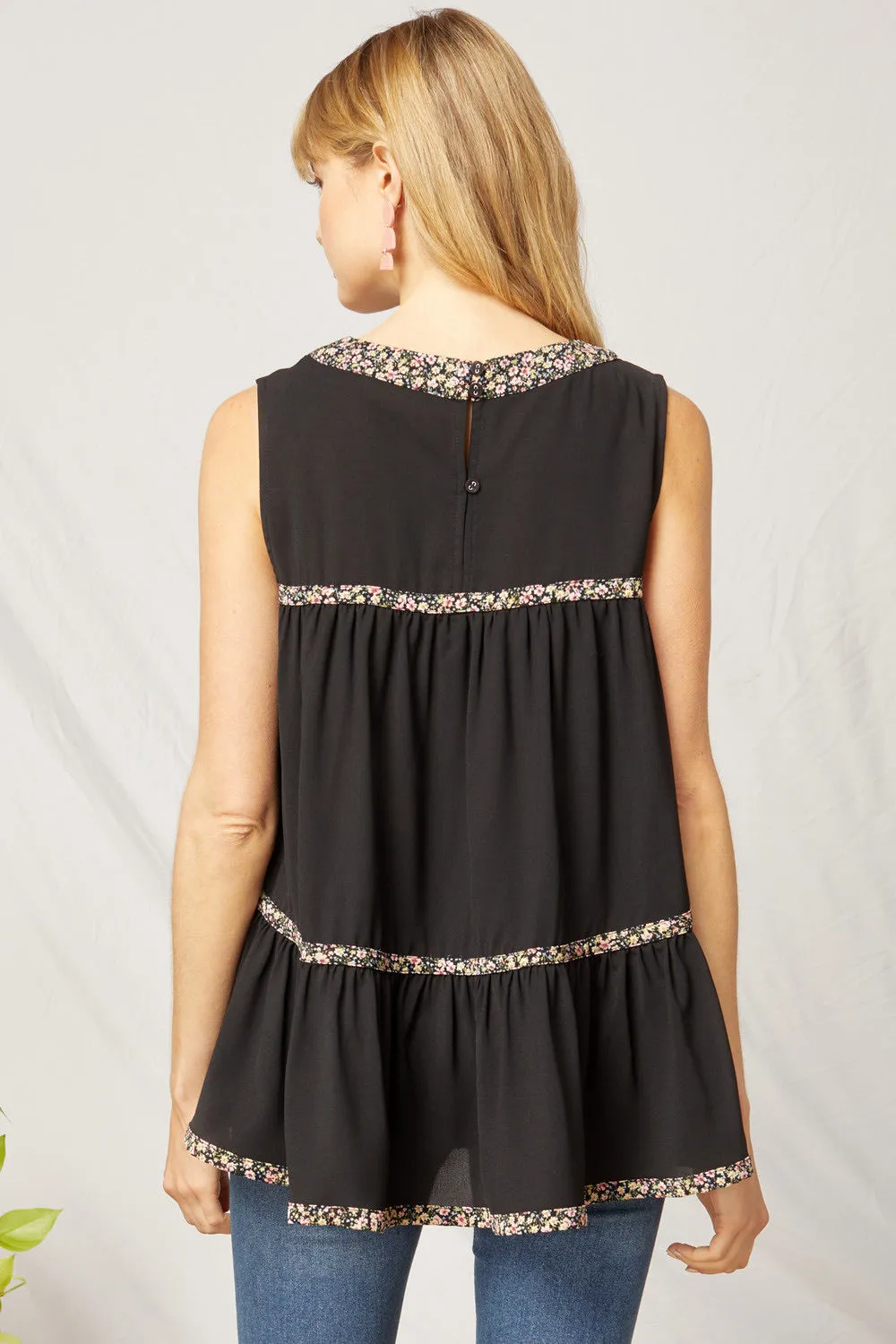 Black Ruffled Tiered Top