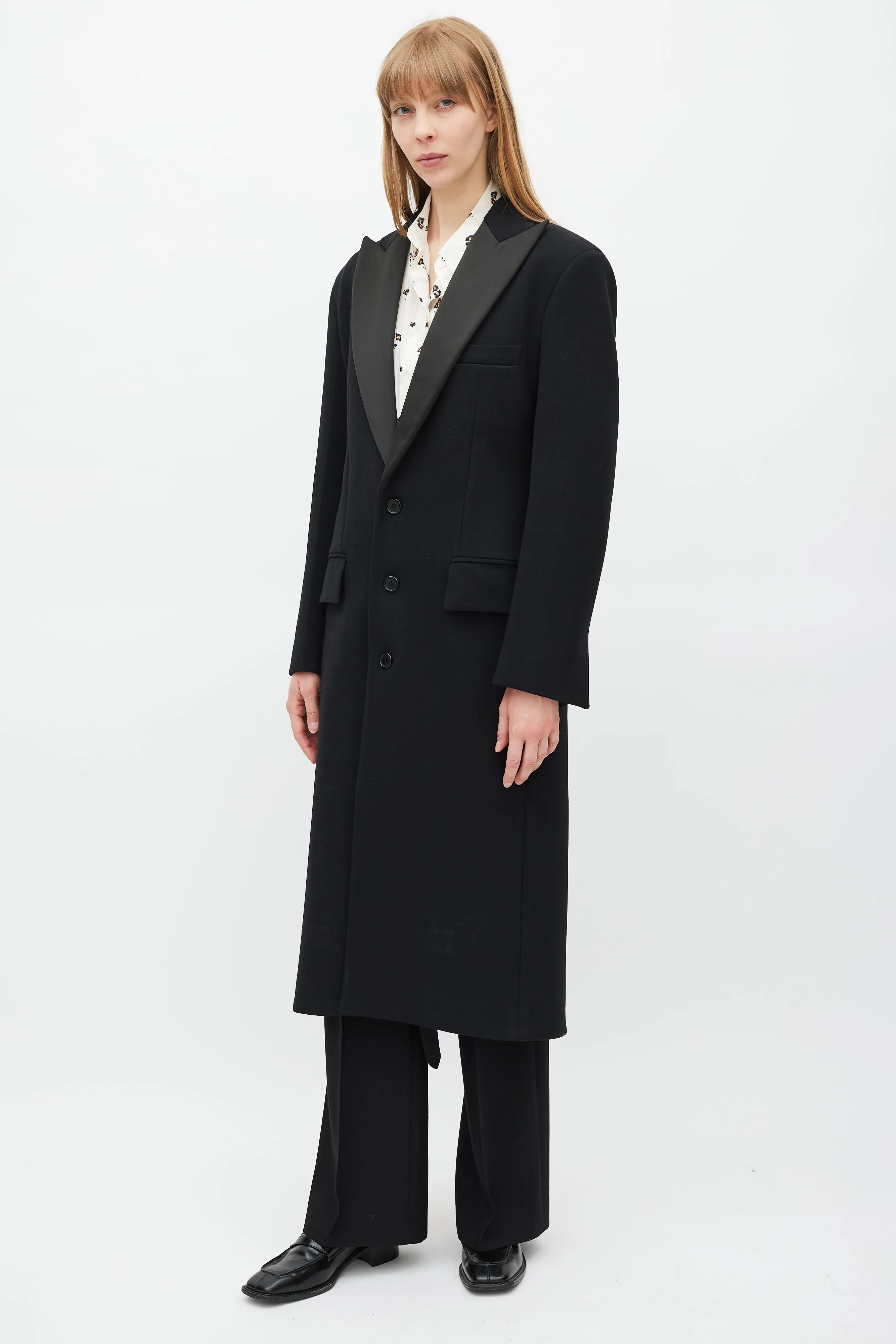 Black Satin Trim Coat