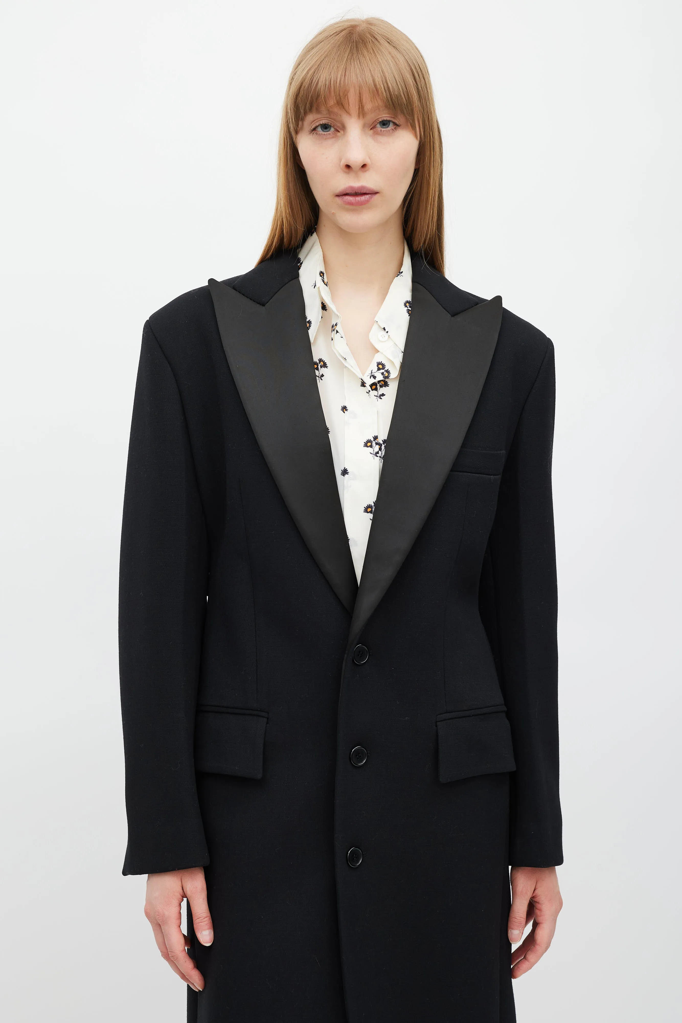 Black Satin Trim Coat