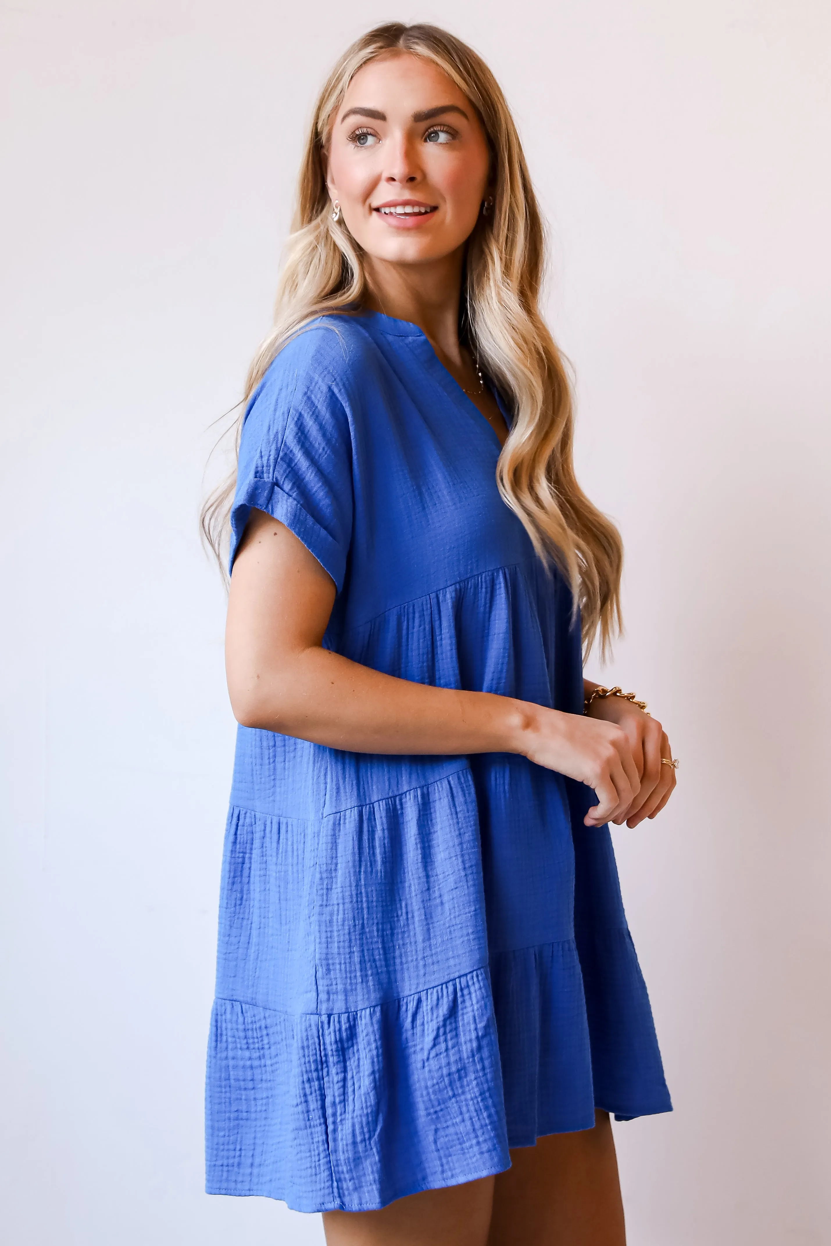 Blissful Oasis Linen Babydoll Mini Dress