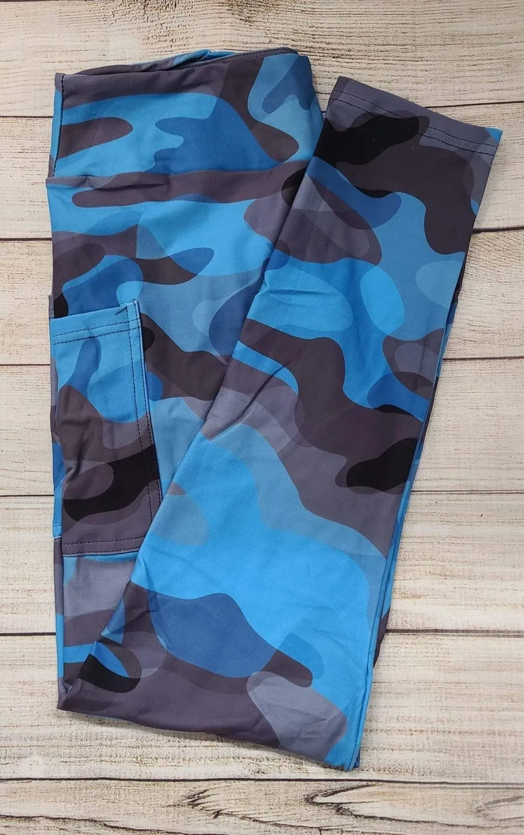 Blue Camo Leggings, Capris and Joggers