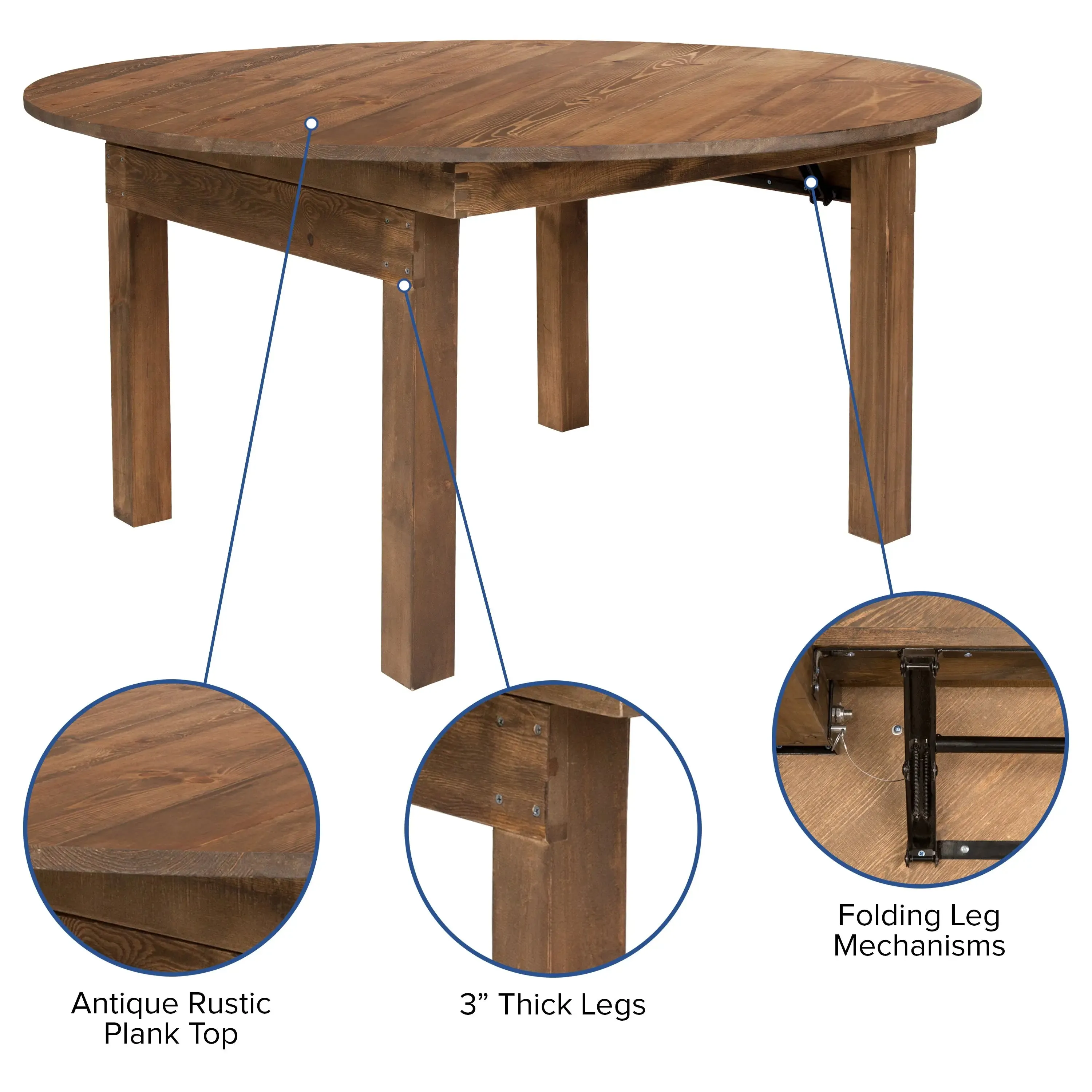 Boston Round Dining Table Farm Inspired, Rustic & Antique Pine Dining Room Table