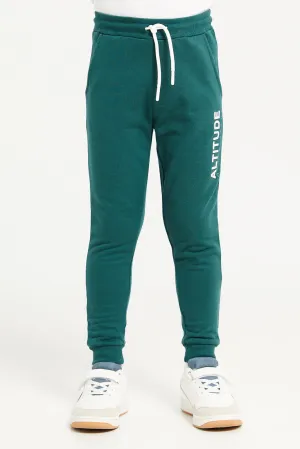 Boys Green Side Print Active Pant