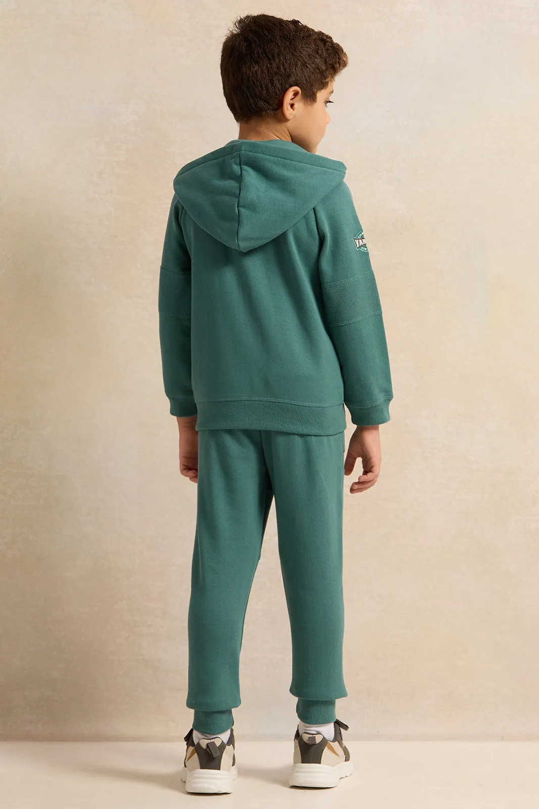 Boys Green Zipthru Hooded Jog Set (2 Piece)