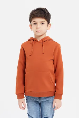 Boys Orange Hooded Sweatshirt