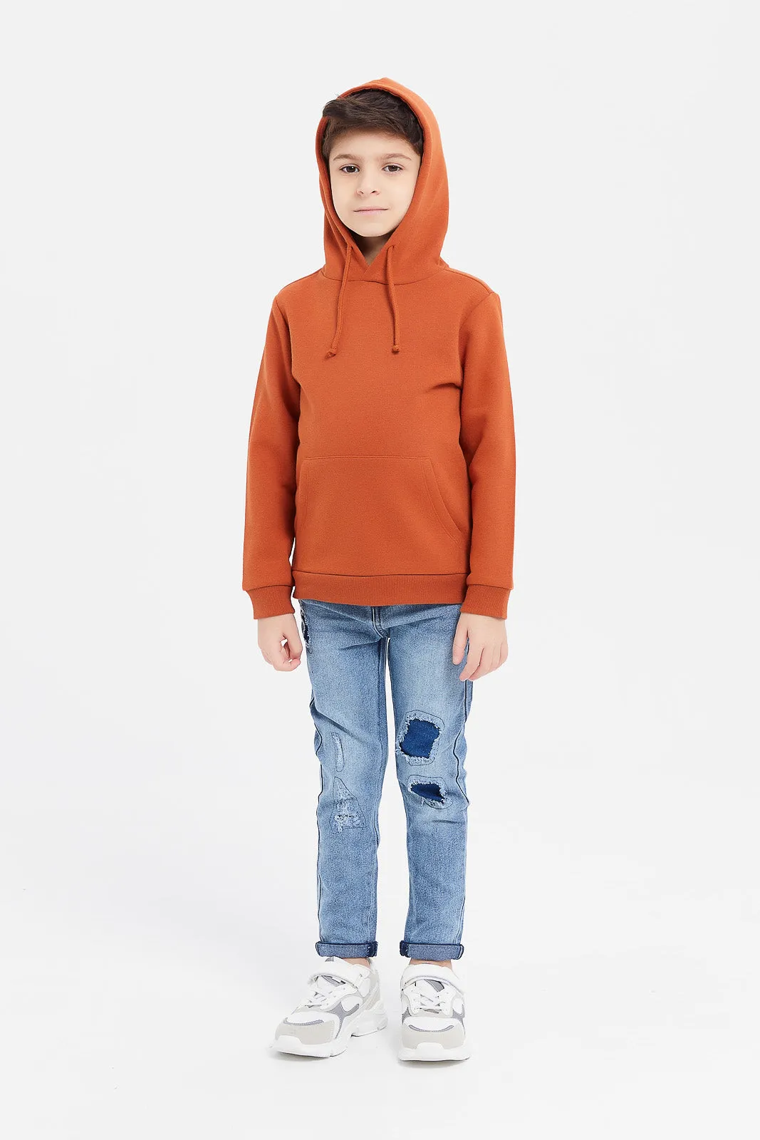 Boys Orange Hooded Sweatshirt