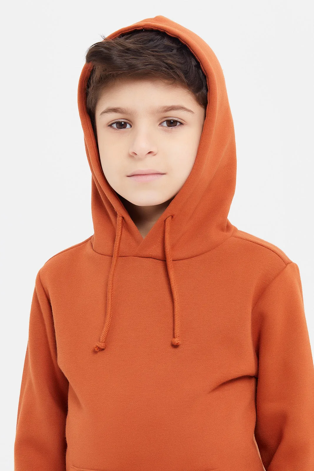 Boys Orange Hooded Sweatshirt