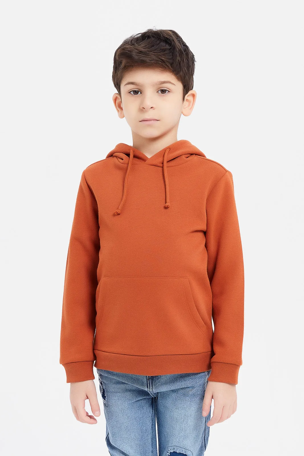 Boys Orange Hooded Sweatshirt