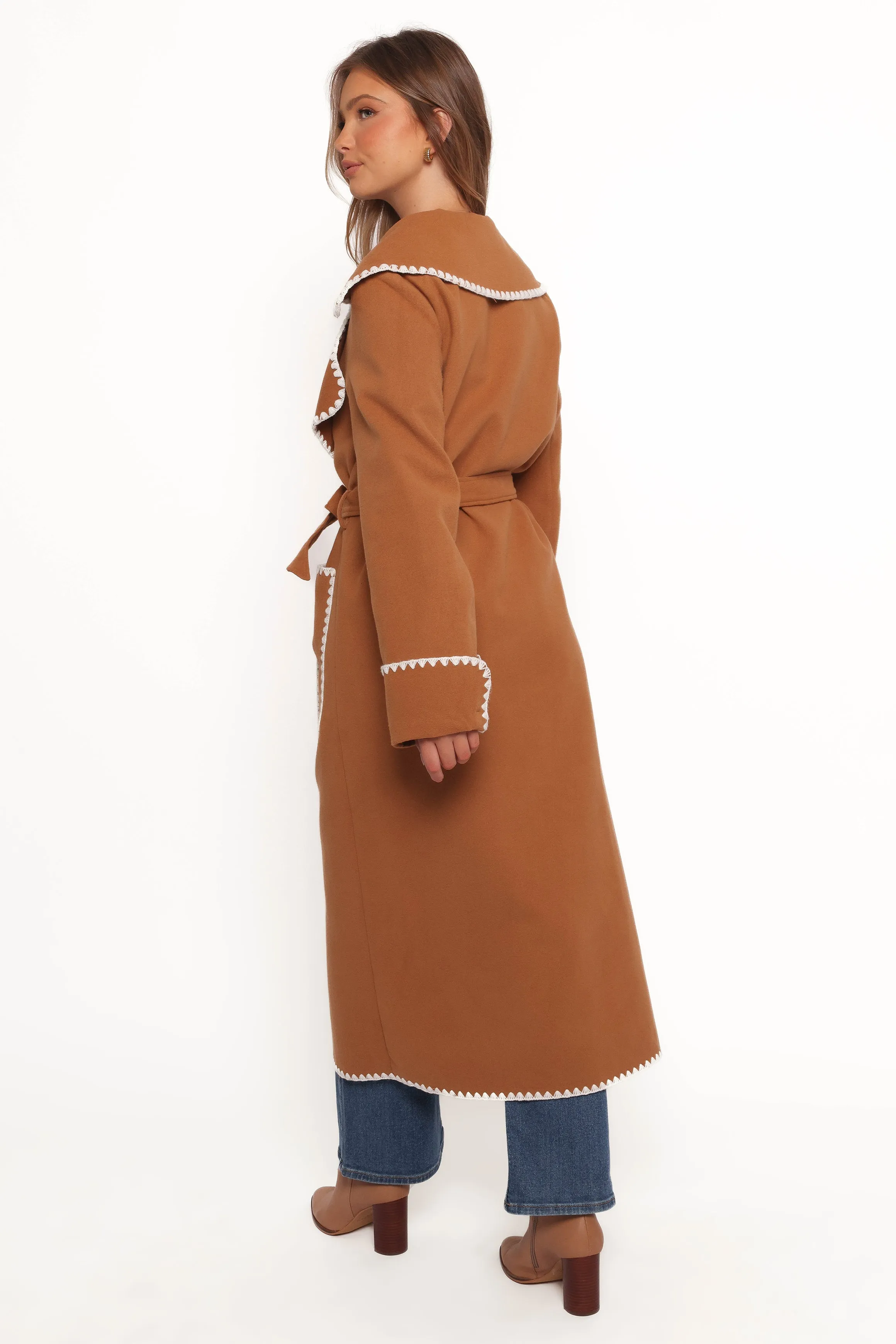 Brexley Contrast Hem Coat - Tan