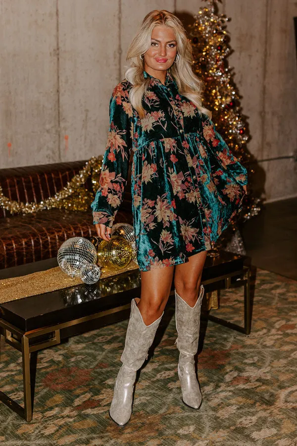 Call It Bliss Floral Velvet Mini Dress