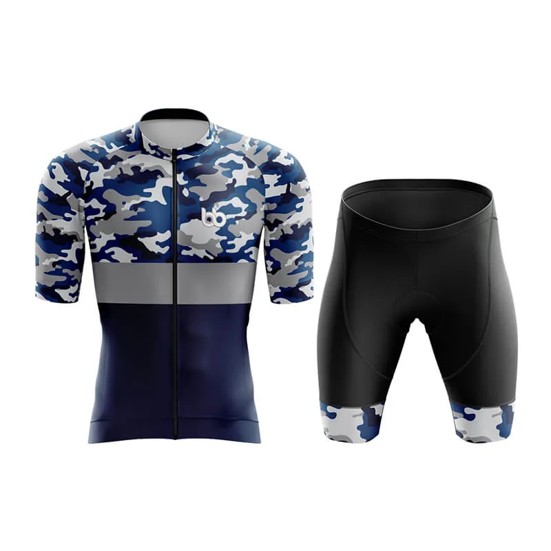 Camouflage Neck Aero Cycling Kit (V2) (Blue)