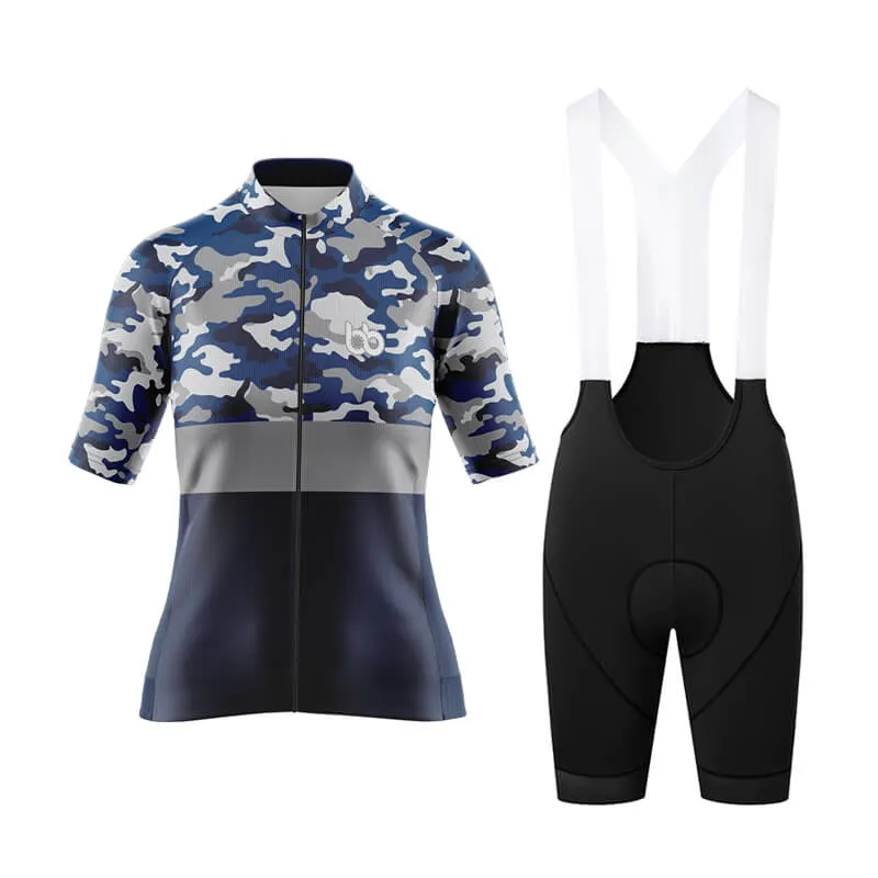 Camouflage Neck Aero Cycling Kit (V2) (Blue)