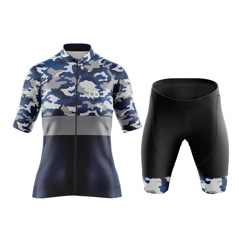 Camouflage Neck Aero Cycling Kit (V2) (Blue)