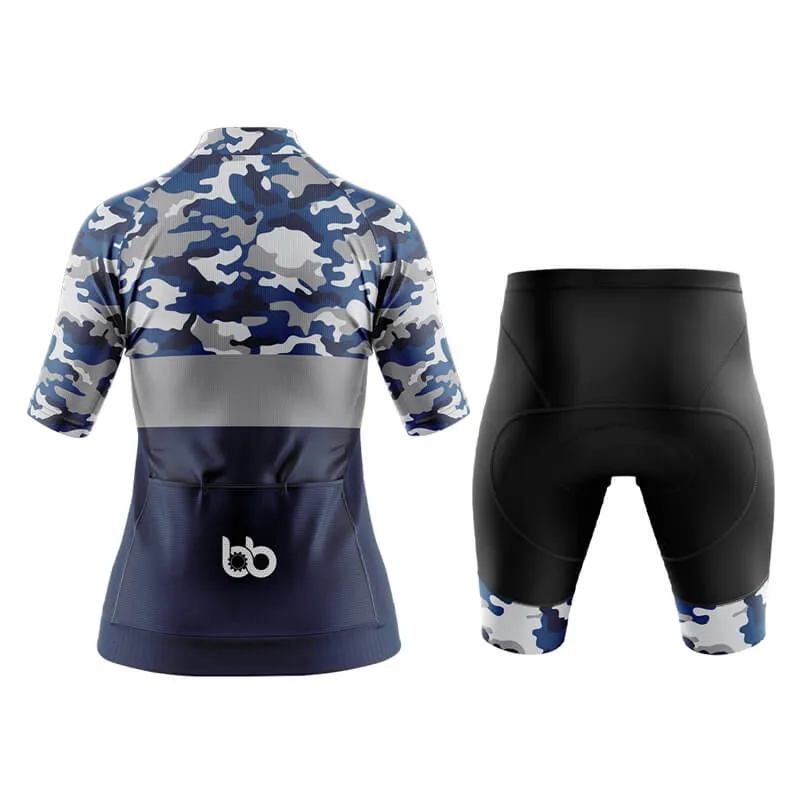 Camouflage Neck Aero Cycling Kit (V2) (Blue)