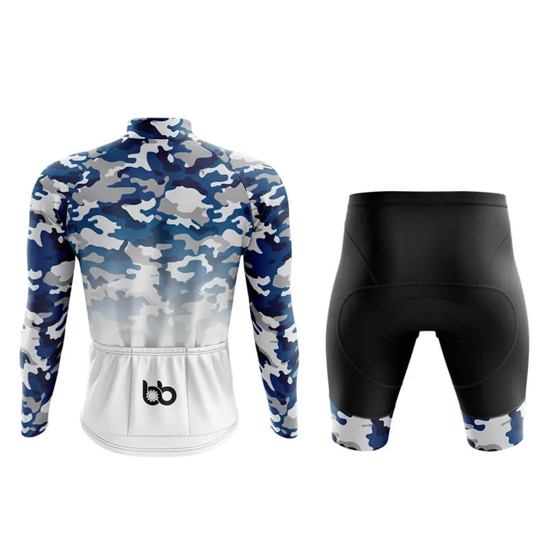 Camouflage Neck Aero Cycling Kit (V3) (Blue-White)