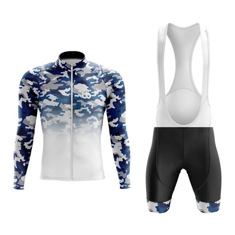 Camouflage Neck Aero Cycling Kit (V3) (Blue-White)