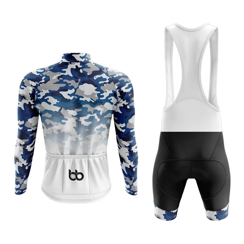 Camouflage Neck Aero Cycling Kit (V3) (Blue-White)