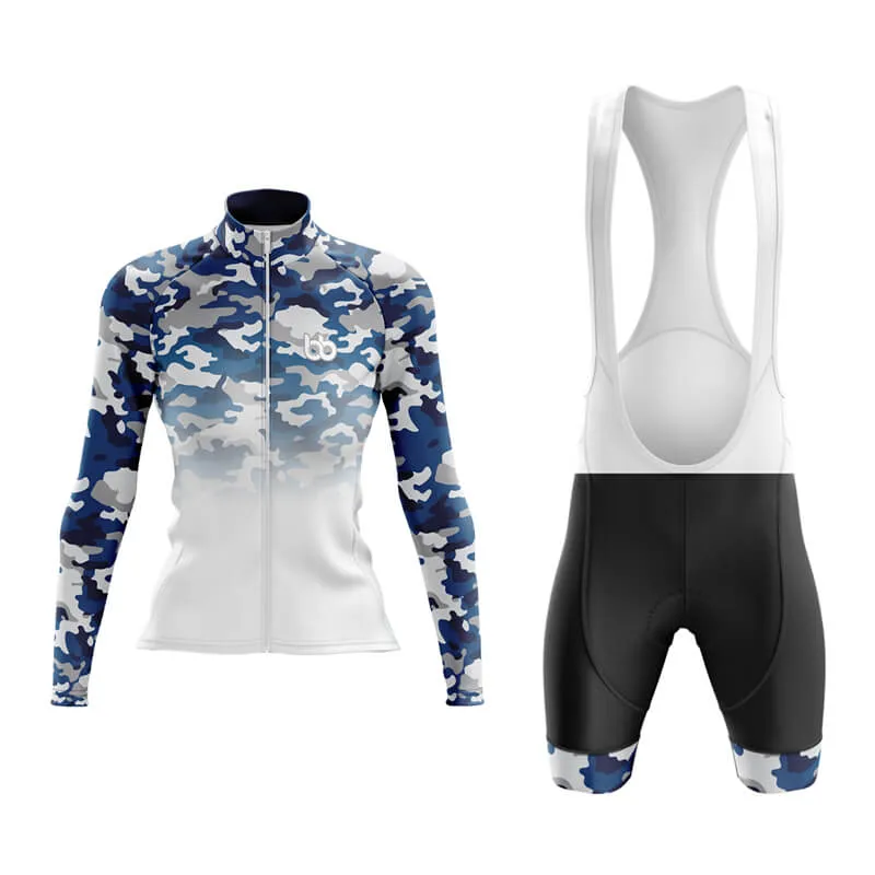 Camouflage Neck Aero Cycling Kit (V3) (Blue-White)