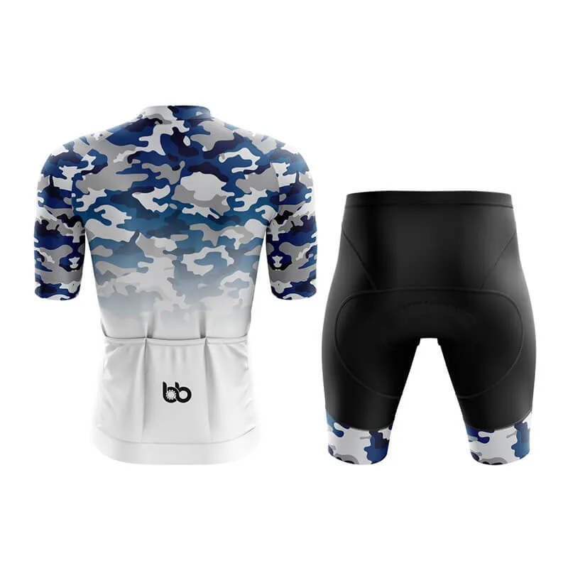 Camouflage Neck Aero Cycling Kit (V3) (Blue-White)