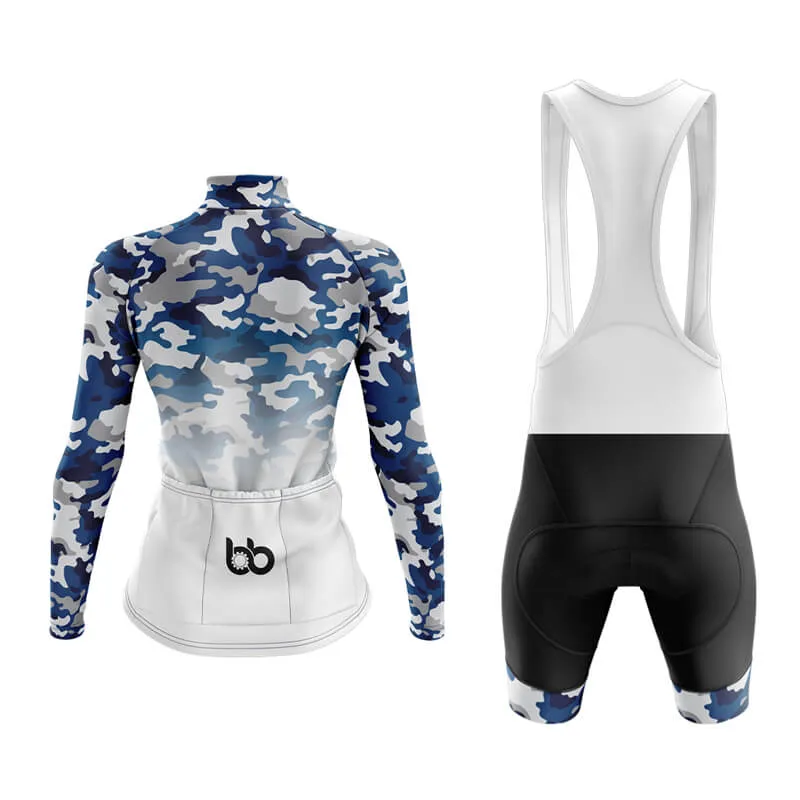 Camouflage Neck Aero Cycling Kit (V3) (Blue-White)