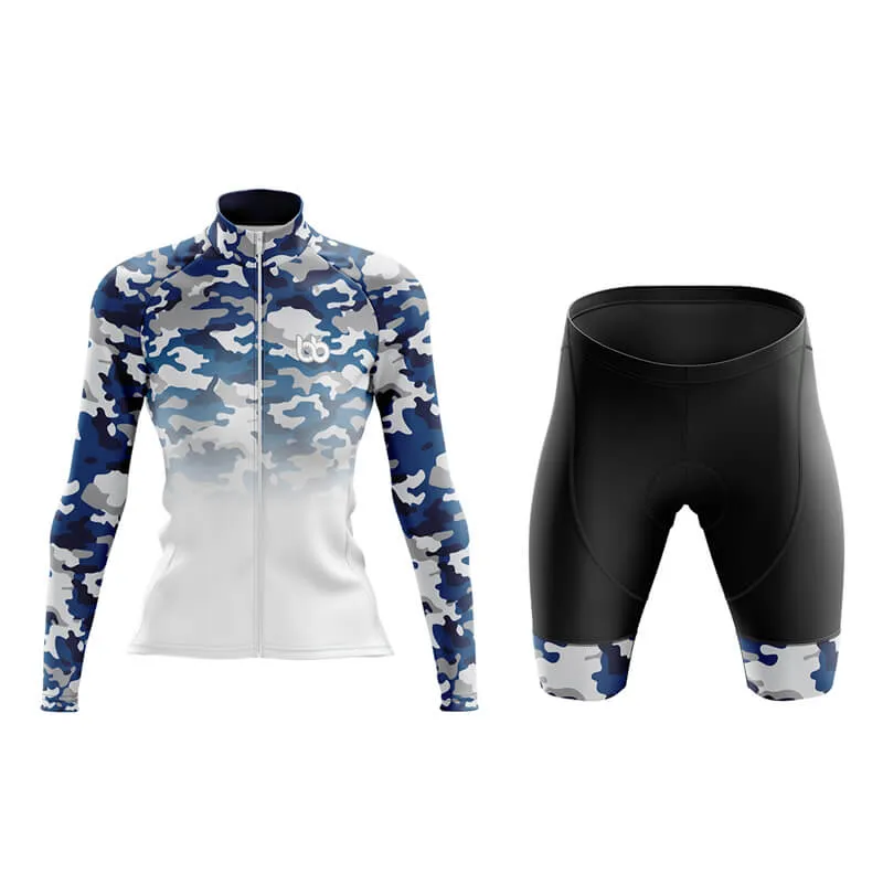 Camouflage Neck Aero Cycling Kit (V3) (Blue-White)