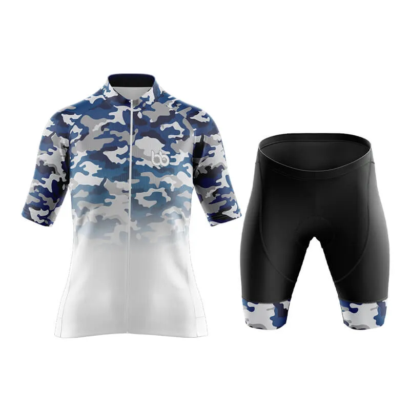 Camouflage Neck Aero Cycling Kit (V3) (Blue-White)