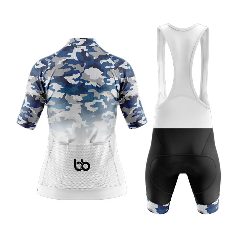 Camouflage Neck Aero Cycling Kit (V3) (Blue-White)