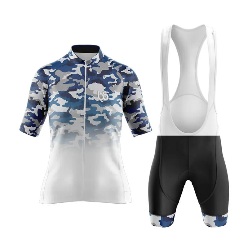 Camouflage Neck Aero Cycling Kit (V3) (Blue-White)