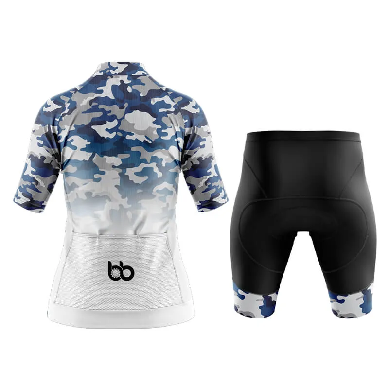 Camouflage Neck Aero Cycling Kit (V3) (Blue-White)