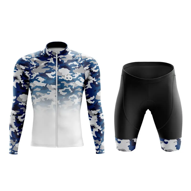 Camouflage Neck Aero Cycling Kit (V3) (Blue-White)